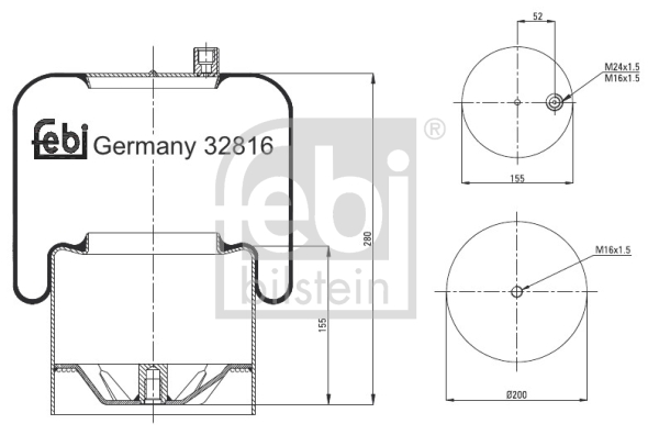 Пневморесори FB 32816 для MERCEDES-BENZ ACTROS MP2 / MP3 2653 L